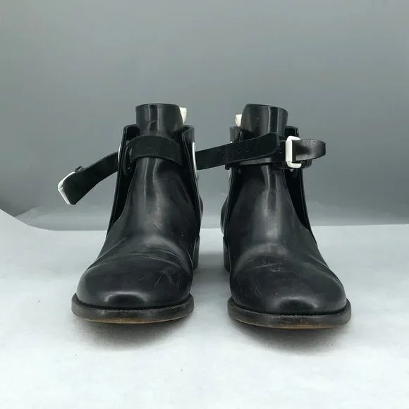 Acne Studios Women’s Black Leather Ankle Boots Size 37 - Picture 2 of 10